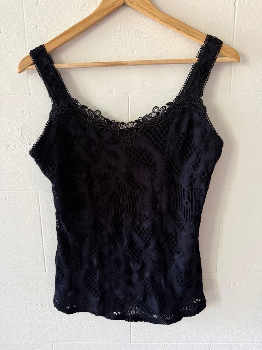 Ariane | Y2K Black Lace Flower Camisole | Whimsy Fairycore Goth | Small